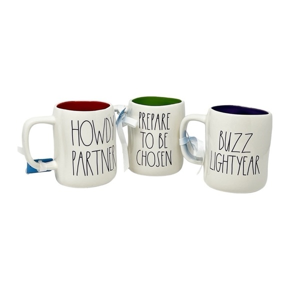 Rae Dunn Disney Pixar Toy Story Set of 3 Mugs Alien Buzz Lightyear Woody Jessie - Picture 2 of 12